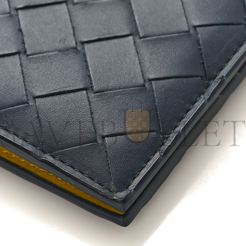 BOTTEGA VENETA NAPPA INTRECCIATO BI FOLD WALLET DENIM YELLOW (11*9*1cm) BOTTEGA VENETA NAPPA INTRECCIATO BI FOLD WALLET DENIM YELLOW (11*9*1cm)